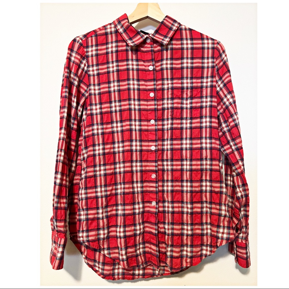 Lightweight Plaid Button Down Shirt, Size S